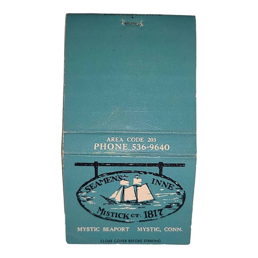 Vintage Matchbook Cover Seamen's Inne Mistick‎ Mystic Connecticut